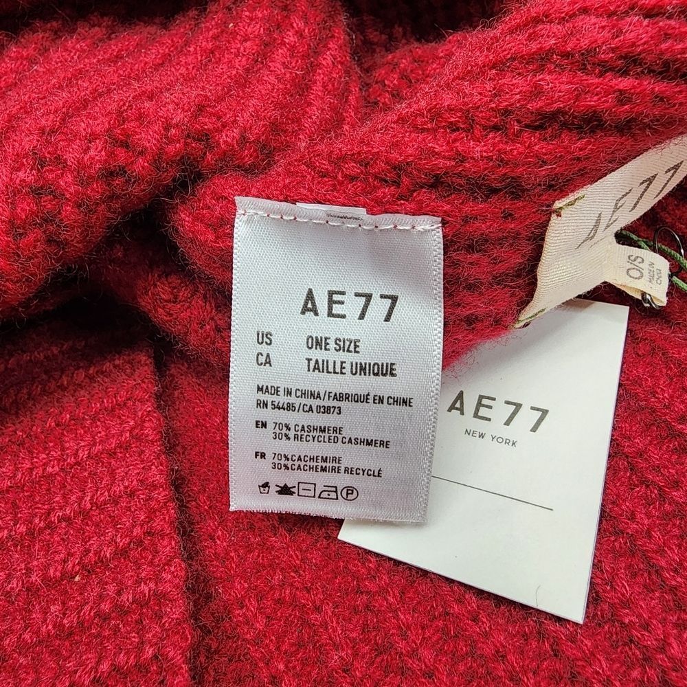 NWT AE77 CRANBERRY Premium Rib Cashmere Scarf - Picture 13 of 13